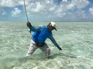 Landing a bonefish