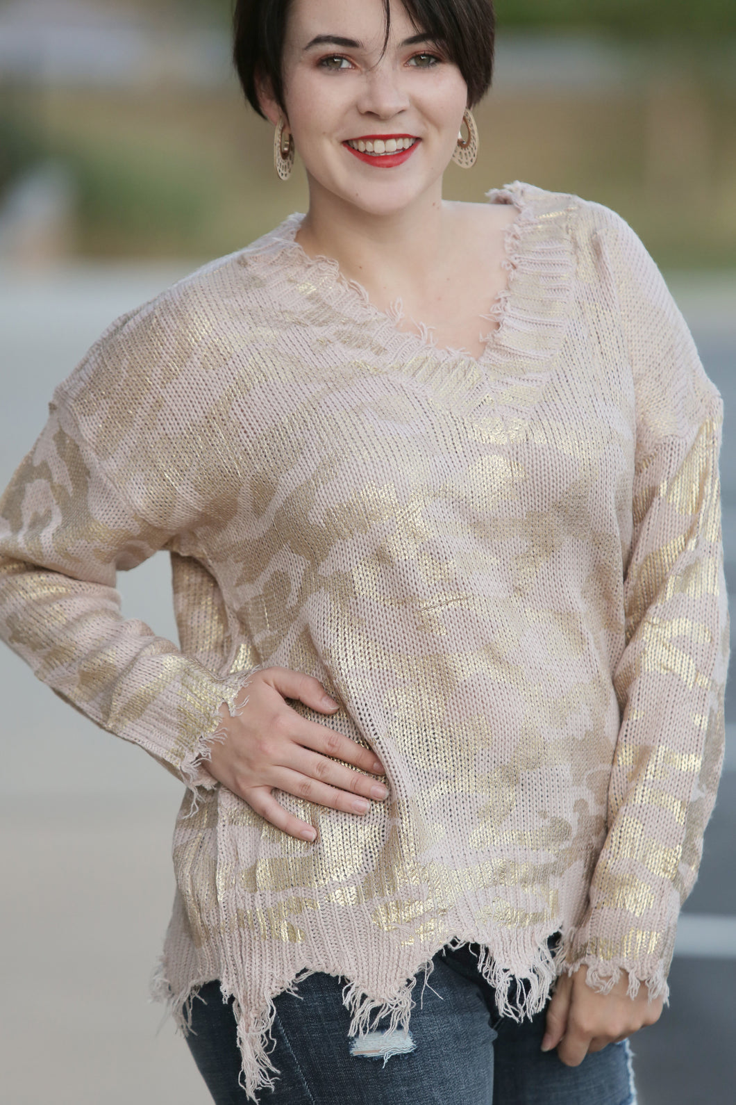 metallic sweater