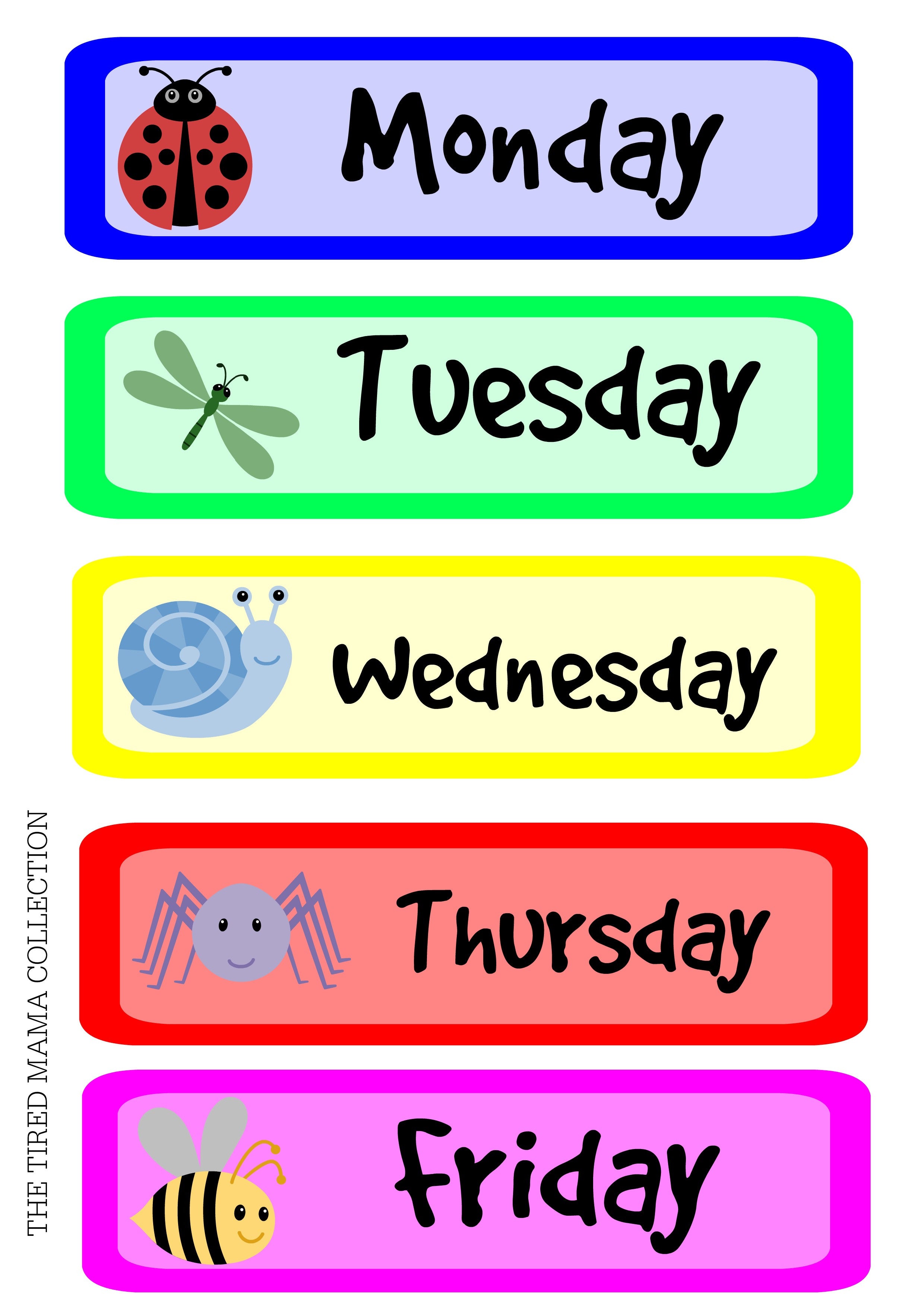 Free Printable Days Of The Week Labels Free Printable Templates