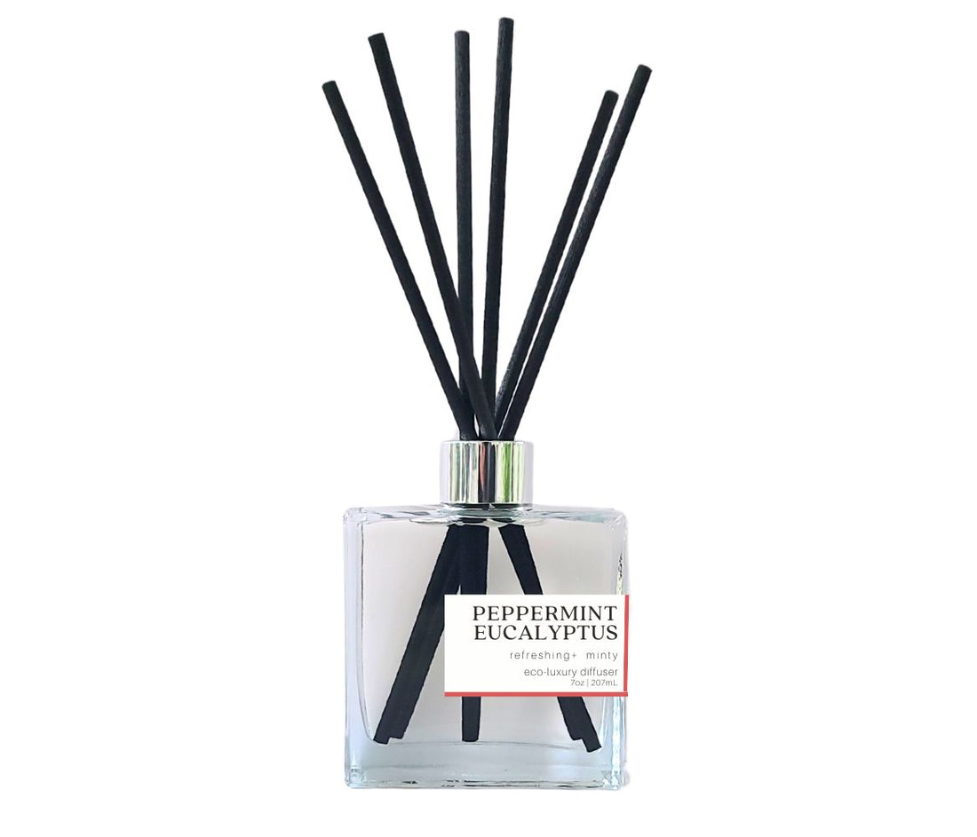 Peppermint REED DIFFUSER Bottle With Sticks, Reed Oil Diffuser, Mint Scent  Essential Oil, Natural Home Fragrance 