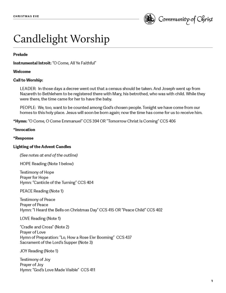 Christmas Eve Worship Outlines (PDF Download) – Herald House
