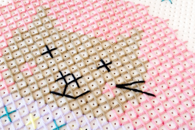 How to Cross stitch on felt pillow cushion with tapestry wool