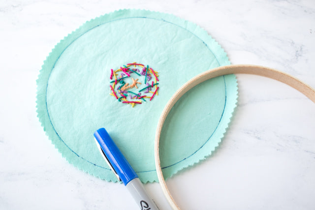 How to make a pretty embroidery hoop pin cushion