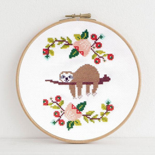 Lazy Day sloth cross stitch pattern by Dear Sukie