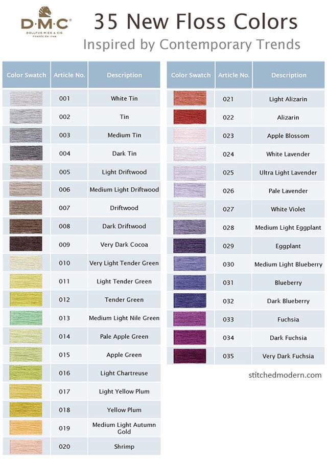 DMC Embroidery Floss Collection 35 New Colors Stitched Modern