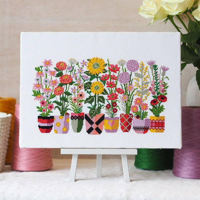 Flower Garden Cross Stitch Kit - Stitched Modern