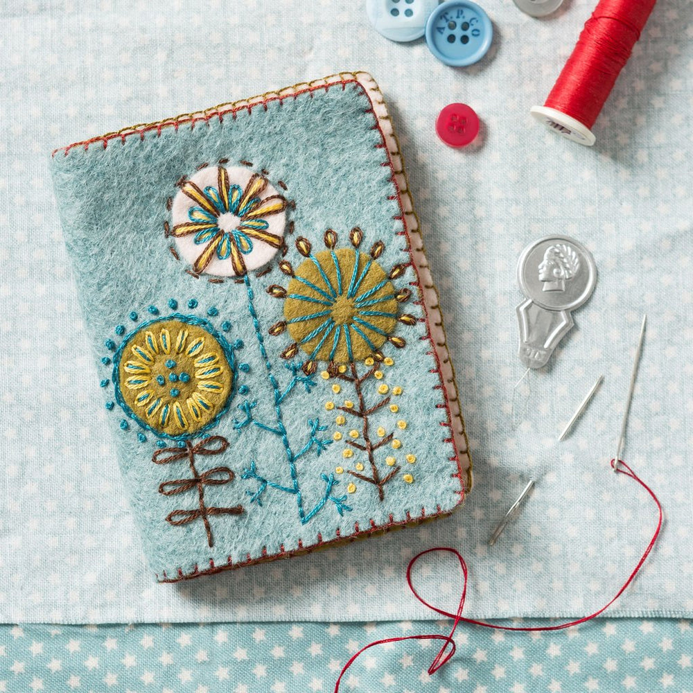 Hand Embroidered Felt Needle Book Kit Stitched Modern