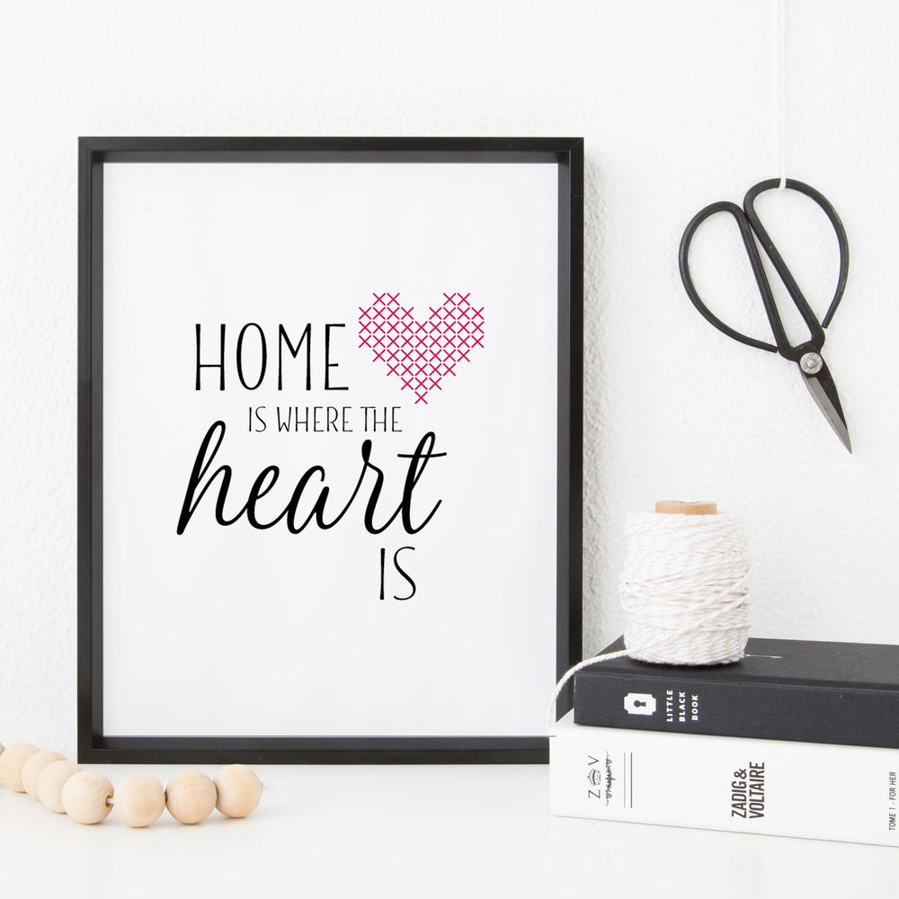 Home Is Where The Heart Is Stitchable Cross Stitch Art Print Stitched Modern