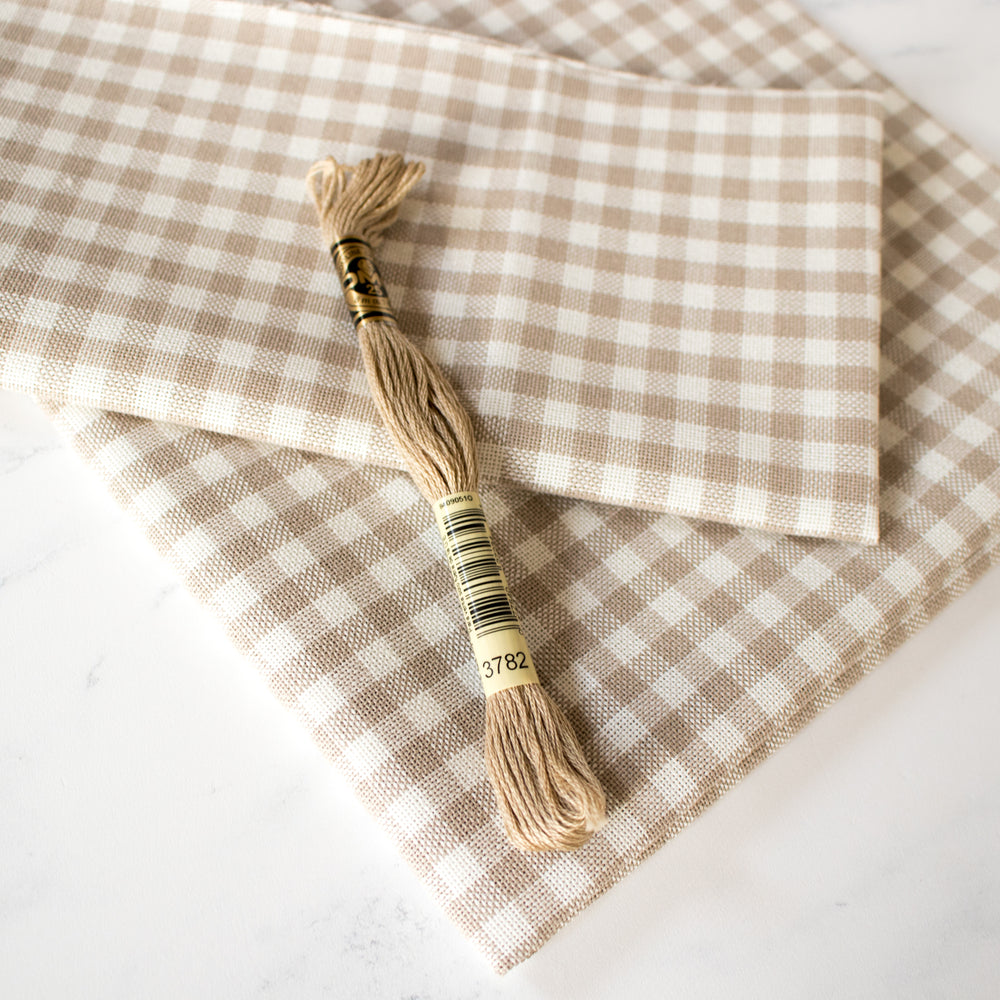 Gingham Check Lugana Evenweave Cross Stitch Fabric - Barnboard – Stitched Modern