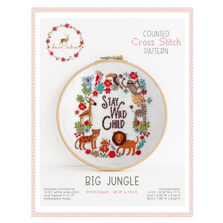 Big Jungle Cross Stitch Pattern Stitched Modern