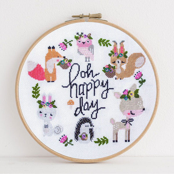 Happy Woodland Cross Stitch Pattern - Stitched Modern