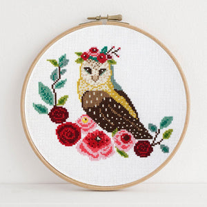 Owl Cross Stitch Pattern Stitched Modern