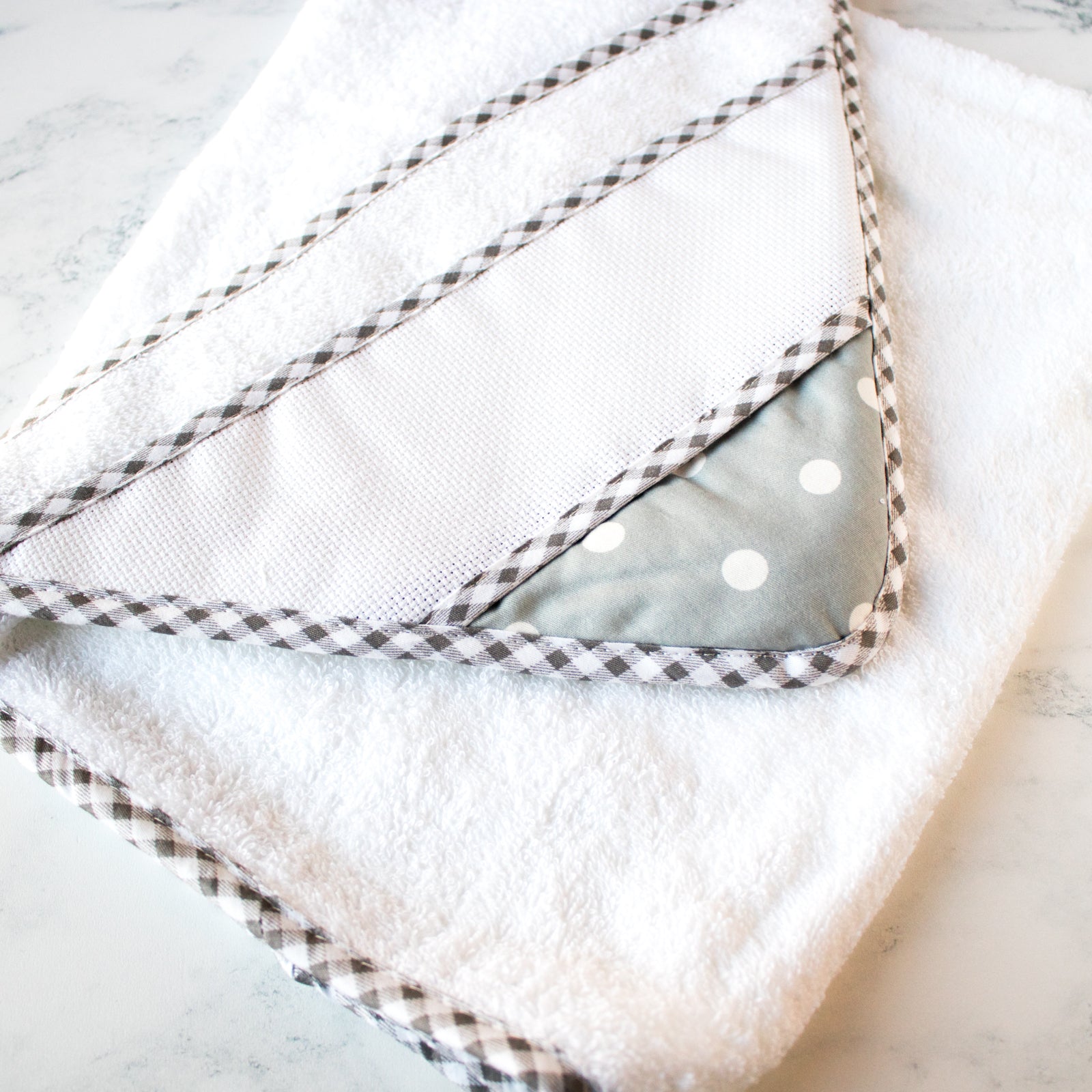 Cross Stitch Hooded Baby Towel Stitched Modern