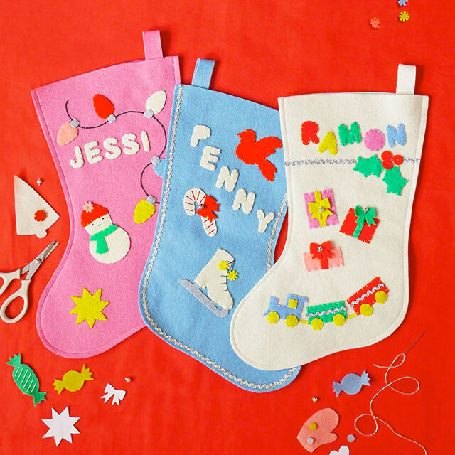 Download Diy Wool Felt Craft Kit Christmas Stocking Stitched Modern PSD Mockup Templates