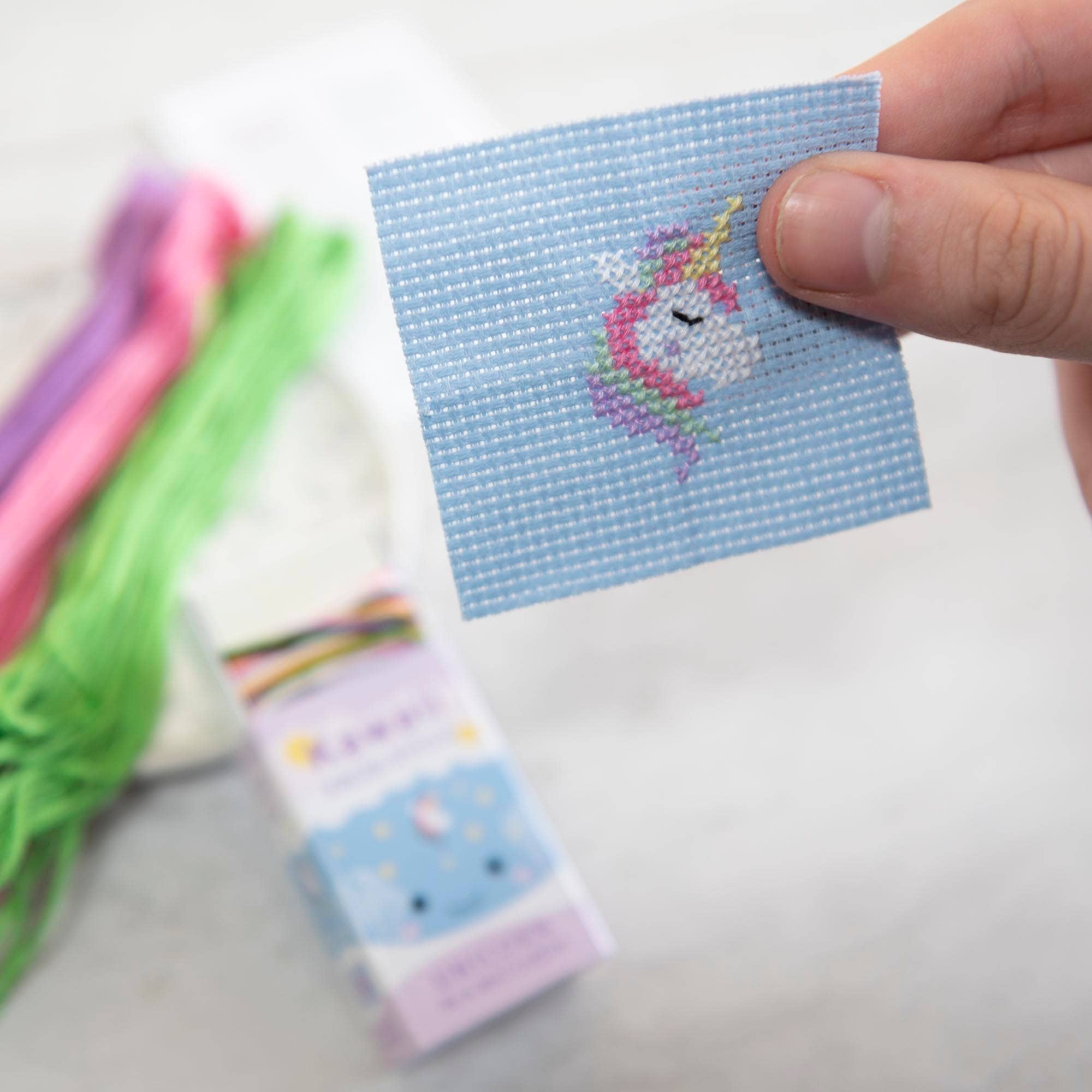 Kawaii Frog Prince Mini Cross Stitch Kit in a Matchbox - Stitched Modern