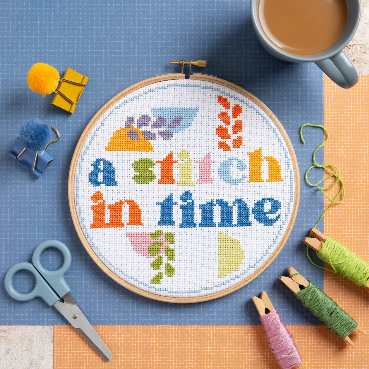 Everyday I'm Hustlin' Cross Stitch Kit - Stitched Modern