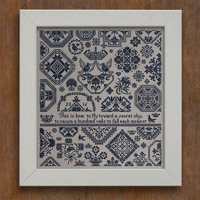 A Secret Sky Quaker Sampler Cross Stitch Pattern Stitched Modern