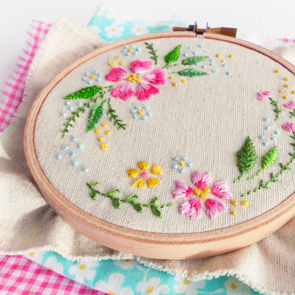 Circle of Flowers Mini Hoop Hand Embroidery Kit – Stitched Modern