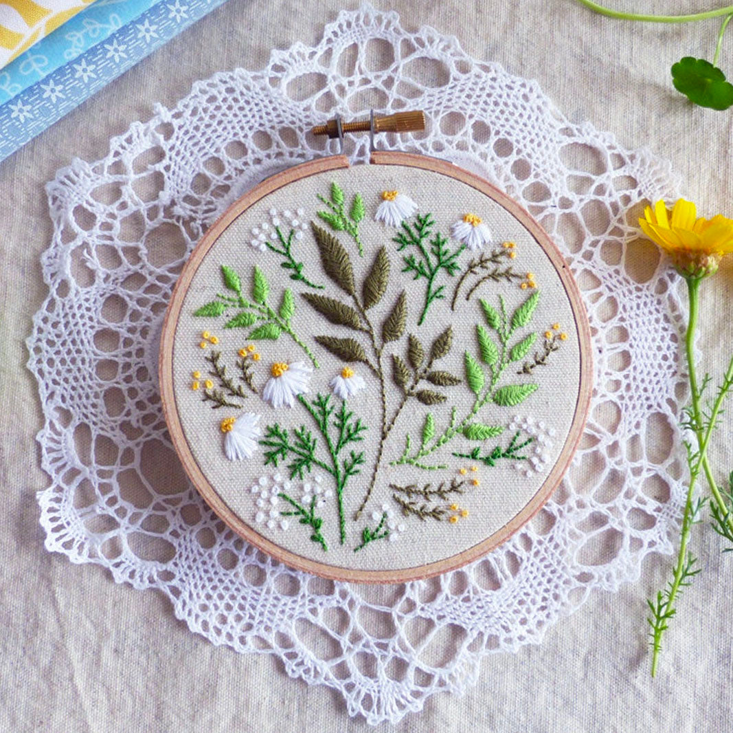Colorful Flowers Mini Hoop Hand Embroidery Kit