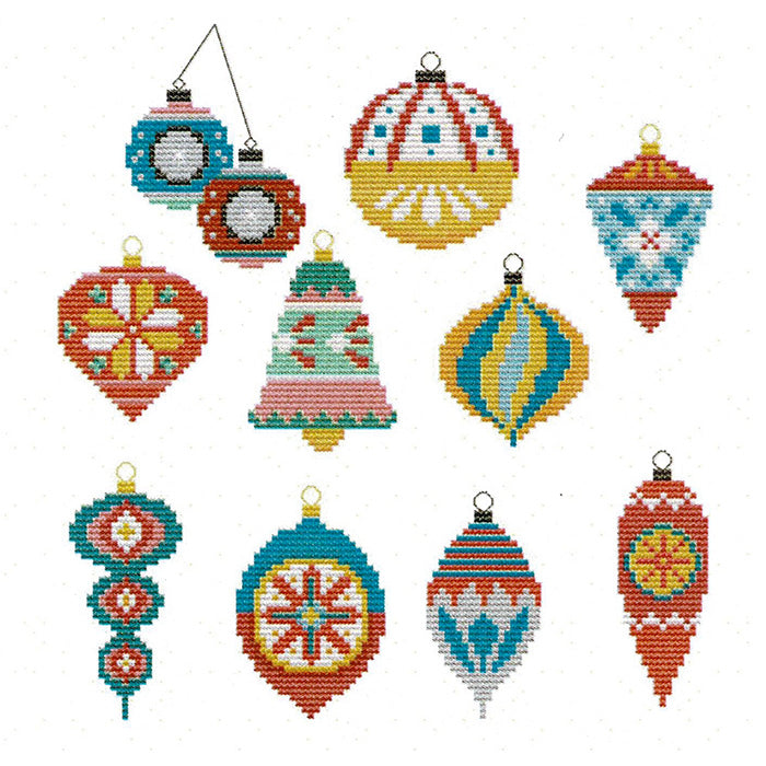 Scandi Hoops Mini Ornaments, cross stitch pattern, by Tapestry Barn