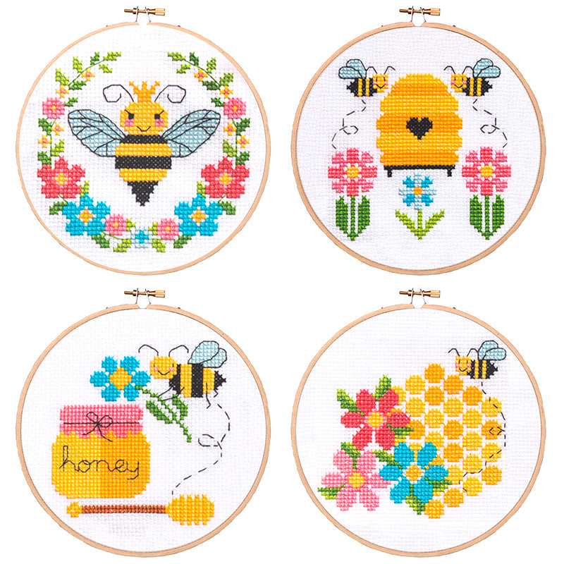 Bumblebee Mini Cross Stitch Kit - Stitched Modern