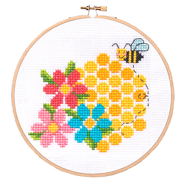 Bees And Honey Cross Stitch Pattern Stitched Modern