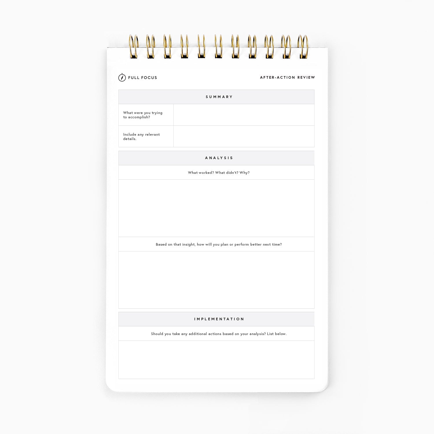 After Action Review Desk Tool - Full Focus product image