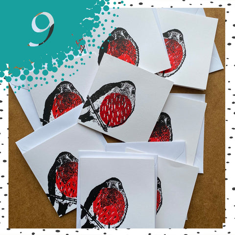 Handprinted Christmas Robin Cards