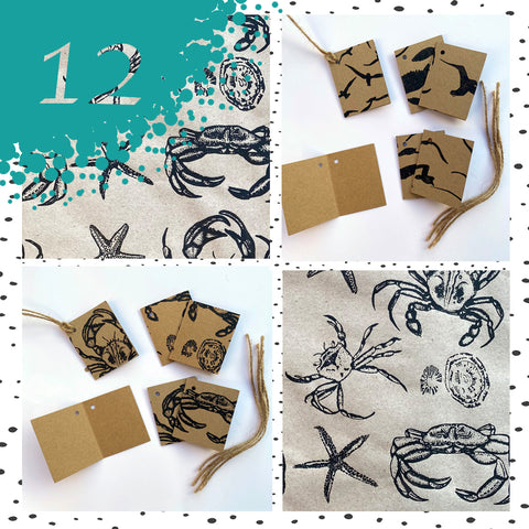 Handprinted Eco Gift Tags & Labels, including Gift Wrap.