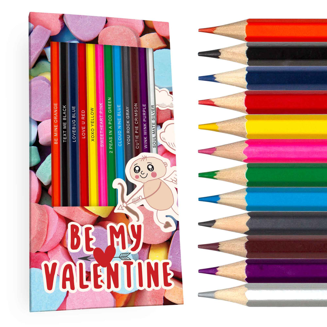 Valentines Pencils (4) Packs Of 12 Each Hearts Love (48) Pencils Total