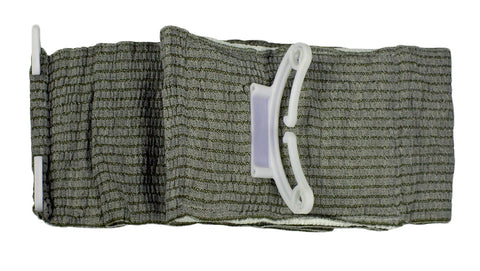 An Israeli pressure bandage with an integrated pressure bar, elasticized design, and secure closure clips, against a white background.