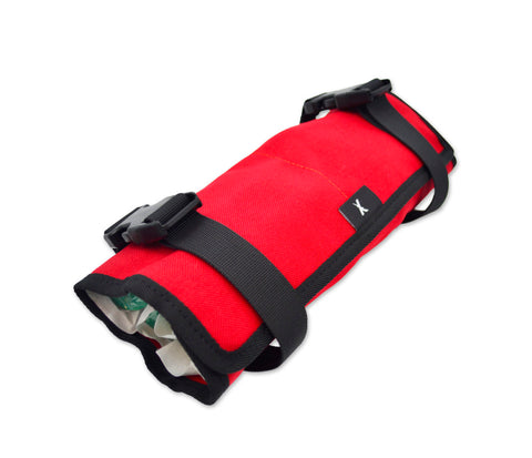 the image shows a closed Airway management roll kit in red