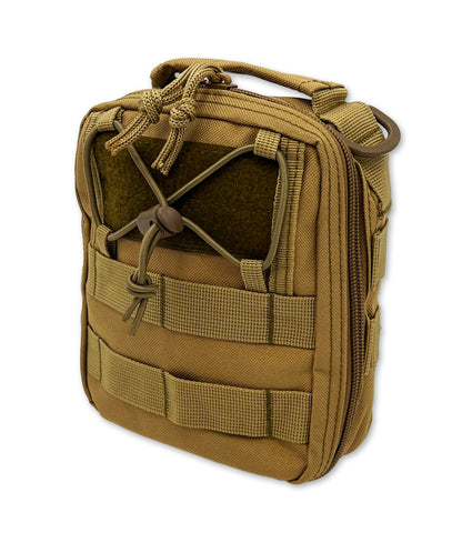Tan IFAQ pouch with drawstrings