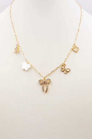 Multi Gold Bow, Butterfly Charm Necklace 16"-18" - Pharm Favorites by Economy Pharmacy