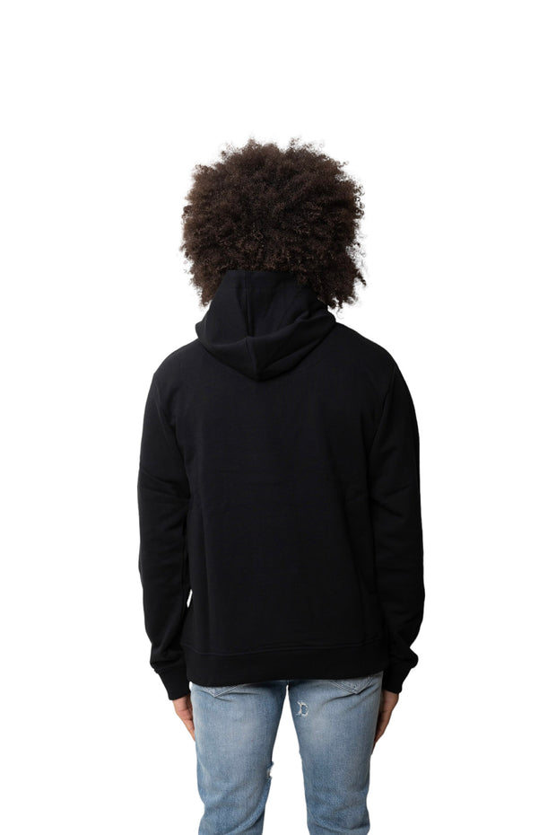 curved logo-print hoodie in black - Palm Angels® Official