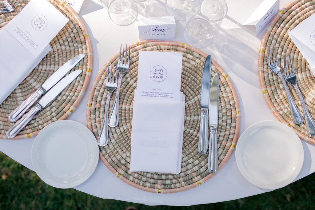 Kazi Goods trivet placemat on wedding table