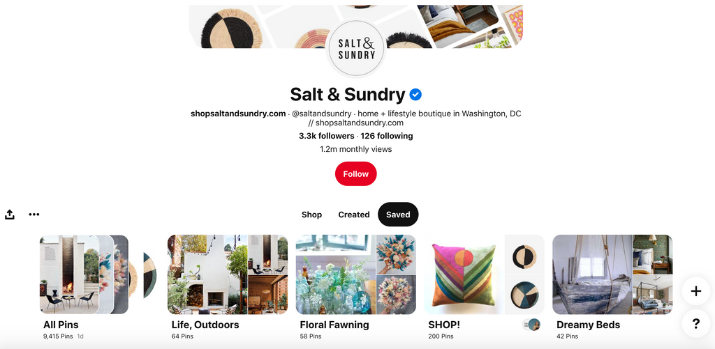 Salt & Sundry Pinterest Page