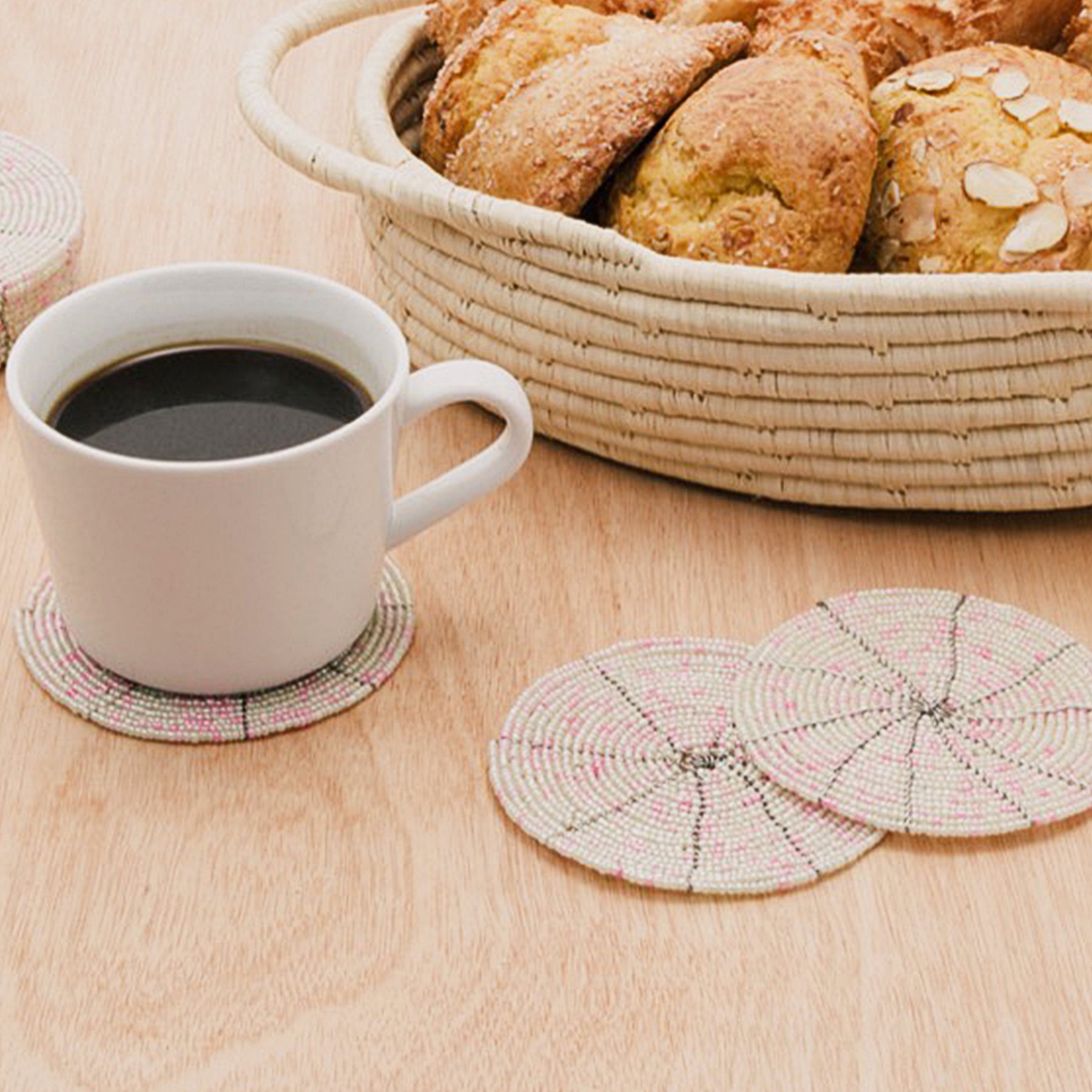 Beaded Soft Pink + Pearl Coasters