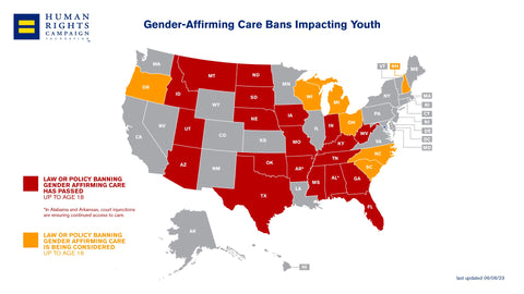 HRC map of anti-trans bills in the US