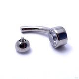 Bezel-set Gem Curved Barbell from Industrial Strength