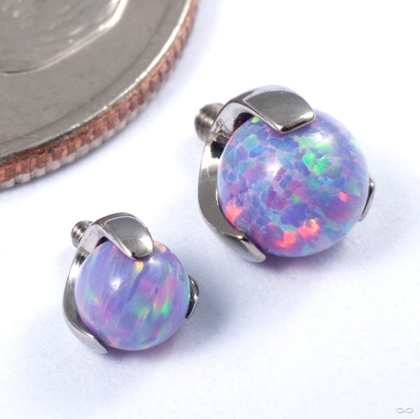 Three Prong-set Faux-pal Threaded End in Titanium from Industrial Strength with lavender opal