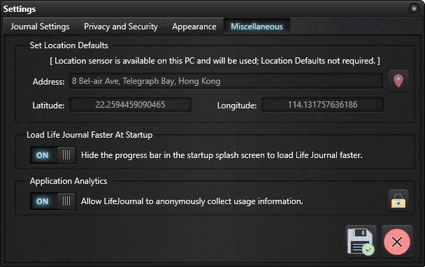Life Journal Settings - Miscellaneous