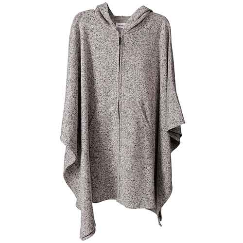 Heather Anne Hooded Full Zip Marl Knit Fleece Poncho – Linda Anderson