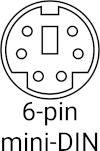 Image of 6-pin mini-DIN connector logo