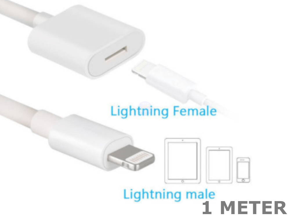 1 Meter Male to Female Lightning Extension Cable
