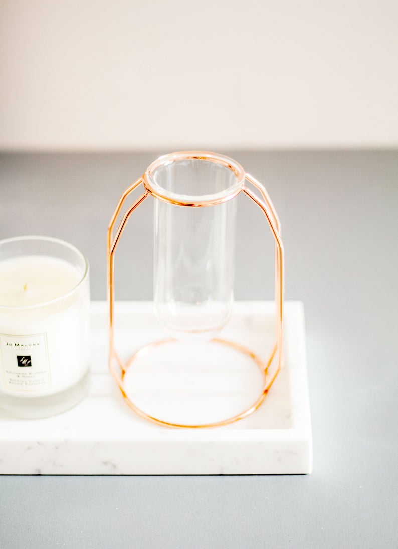 rose gold geometric vase