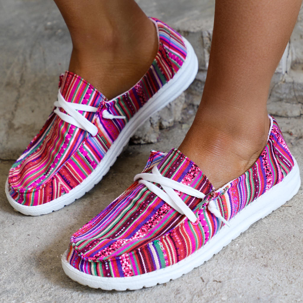 Chaska Pink Serape Slip-On Shoes | The 