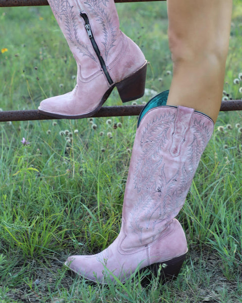 Corral Rose Embroidery Tall Top Boots | The Lace Cactus