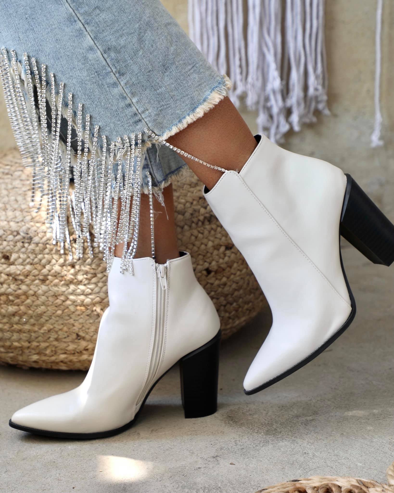 Nashville Bound White Ankle Booties | The Lace Cactus