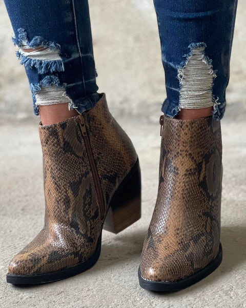 Very G 2Tone Snakeskin Ankle Booties | The Lace Cactus
